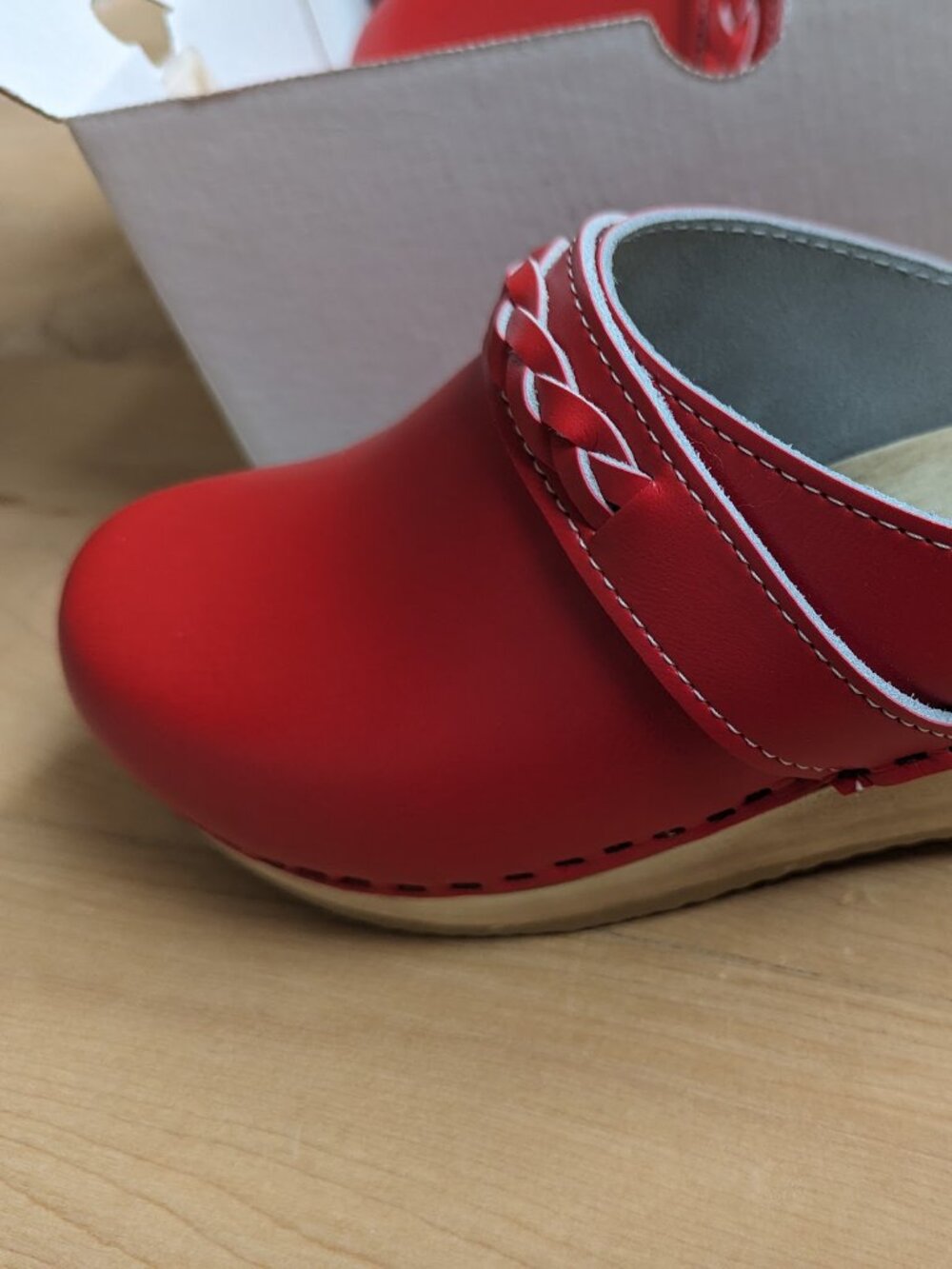 No. 6 Bridget Clog on Mid Wedge in Red - Picture 3 of 6